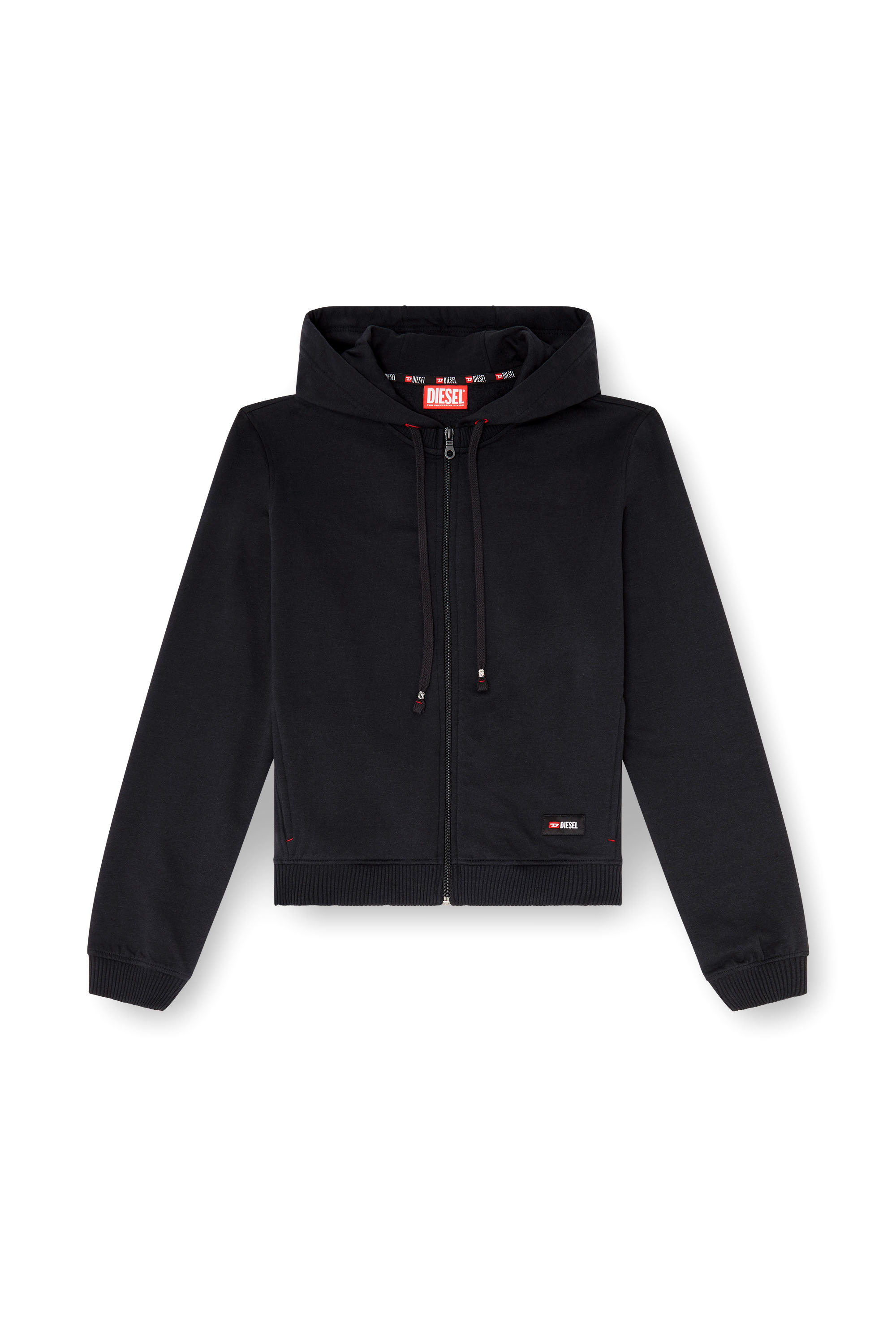 Diesel - HARRIET-D-CORE, Woman's Hoodie in peached cotton blend in Black - 4