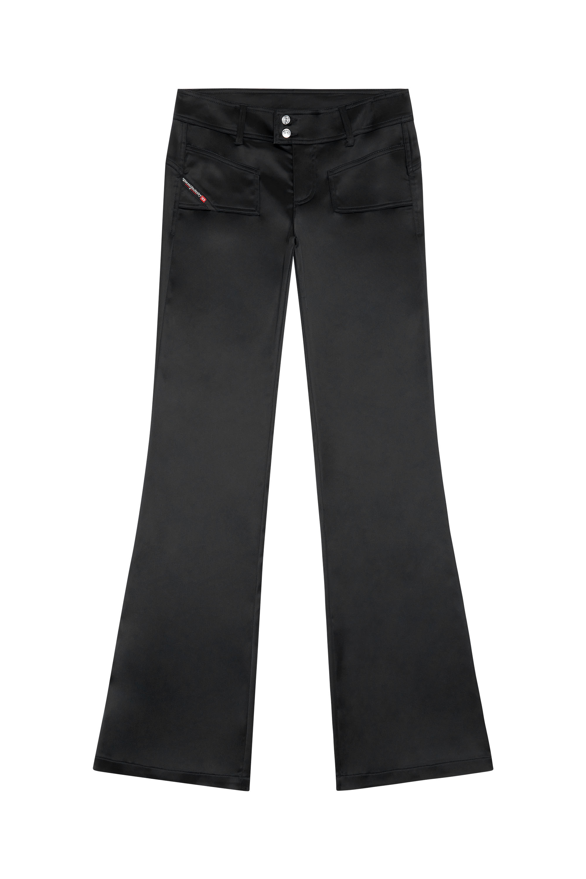 Women's Flared pants in shiny stretch satin | Black | Diesel Women's Flared pants in shiny stretch satin | Black | Diesel