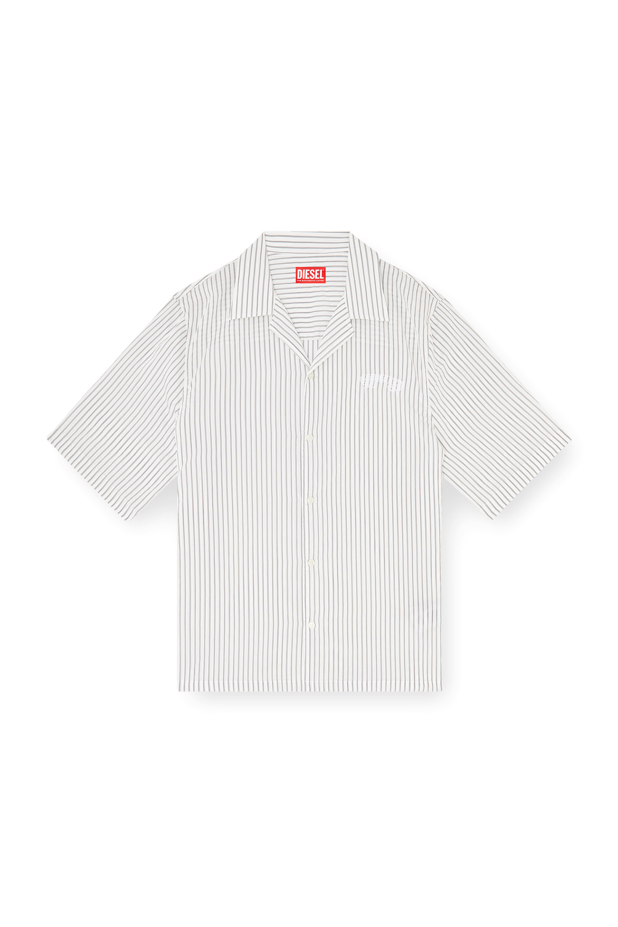 Diesel - S-MAC-EFBV, Male's Half-sleeve shirt in pinstripe modal in White/Grey - 2