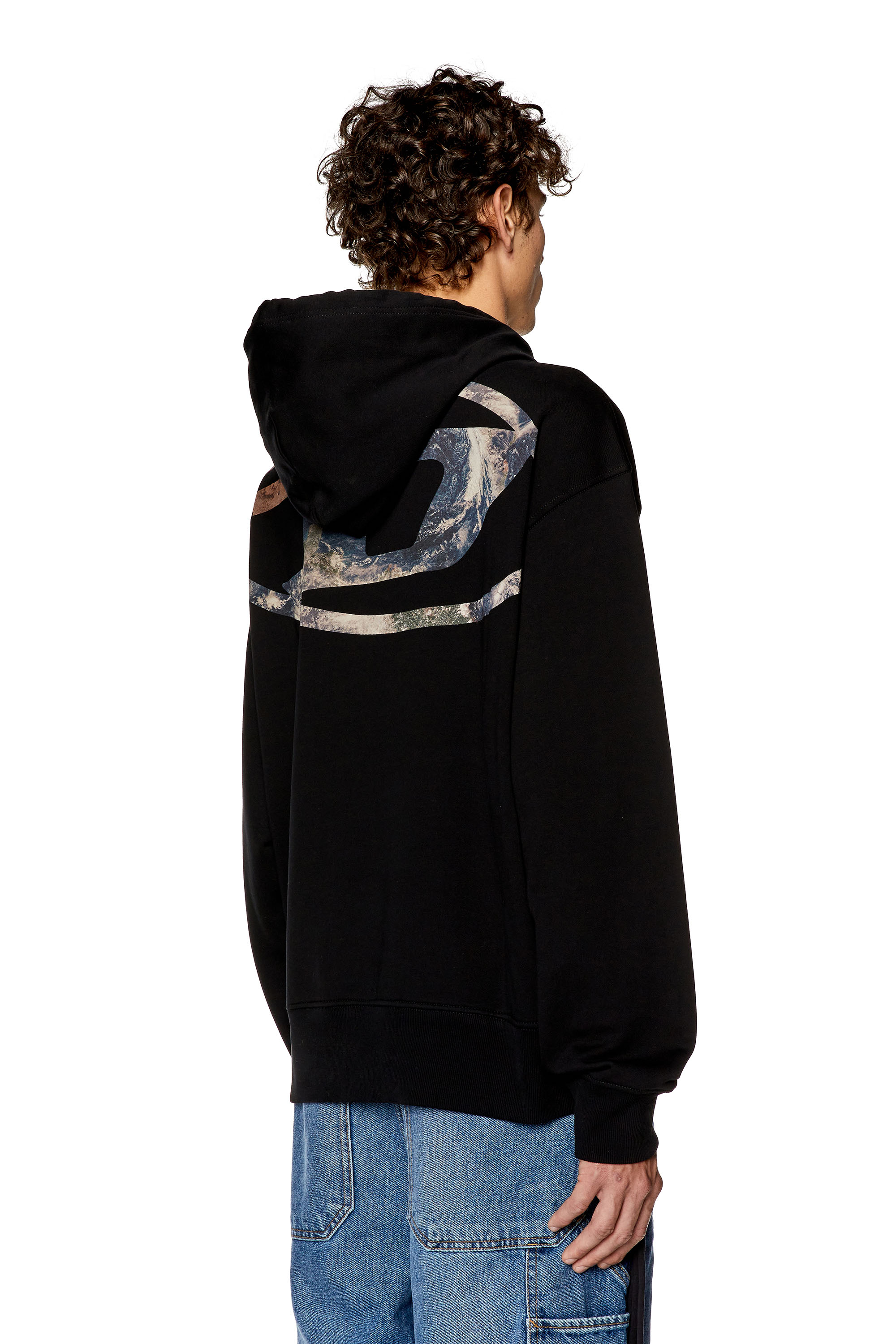 Men's Hoodie with Planet logo print | Black | Diesel