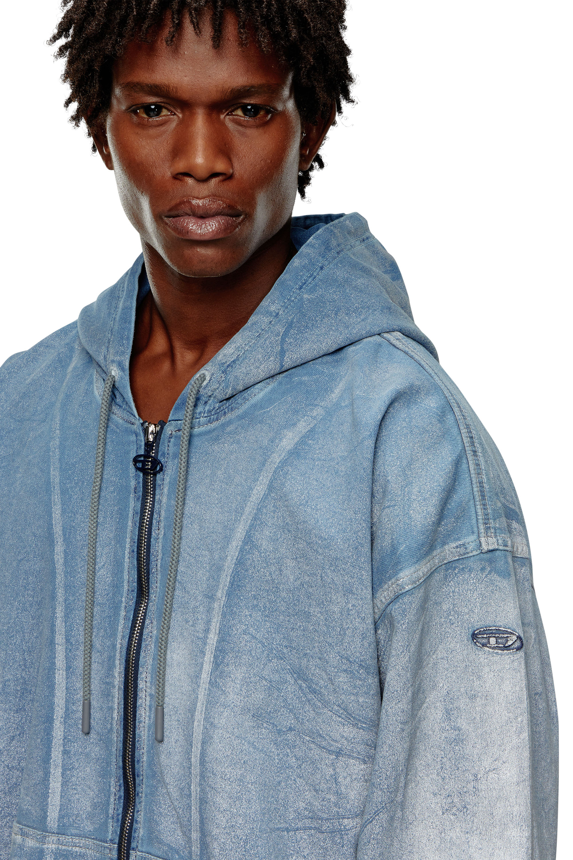 トップス DIESEL track jacket Men's Zip-up hoodie in printed Track Denim | Blue | Diesel