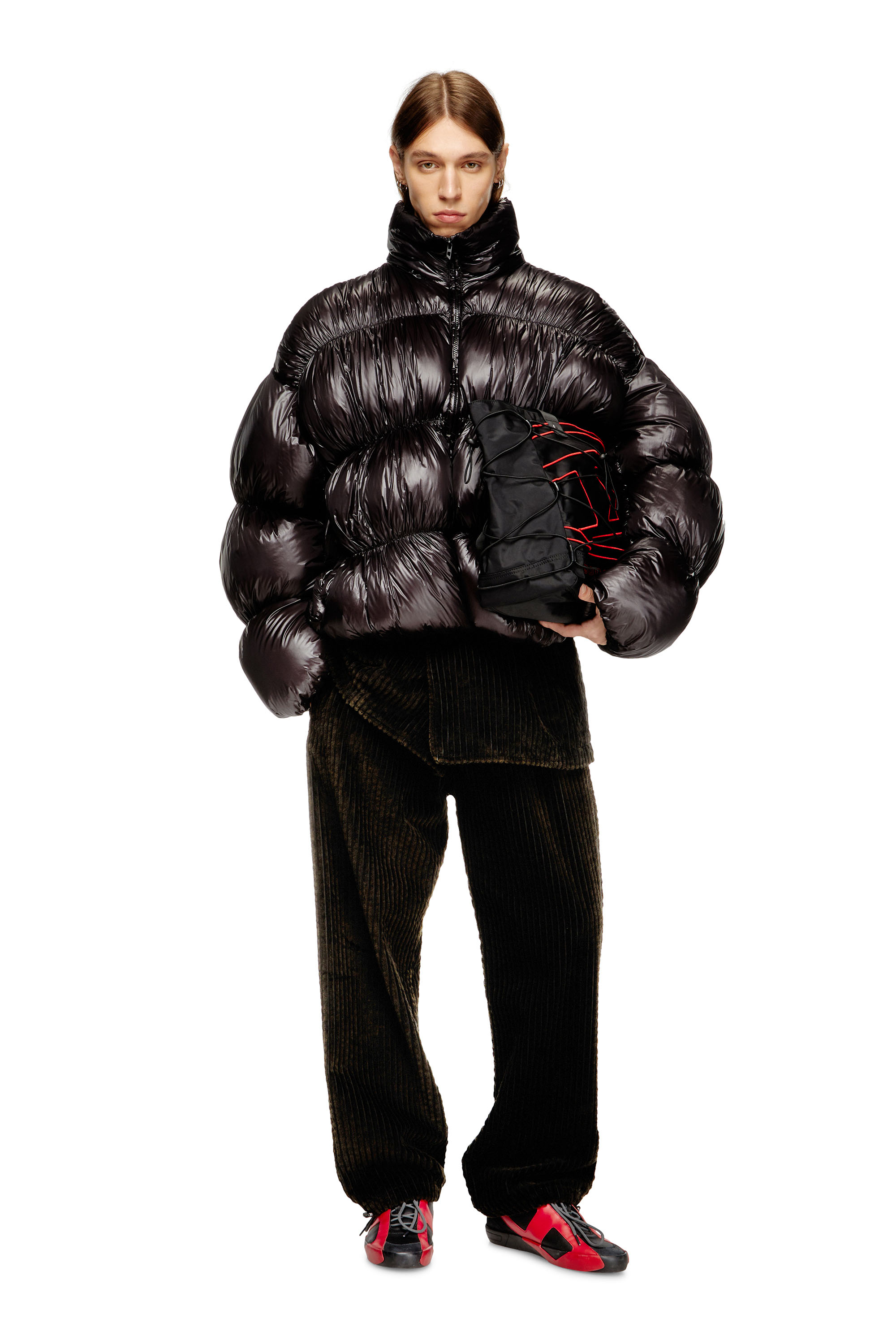 Diesel - W-CHOCO, Male's Hooded down jacket with bubble effect in null - 2