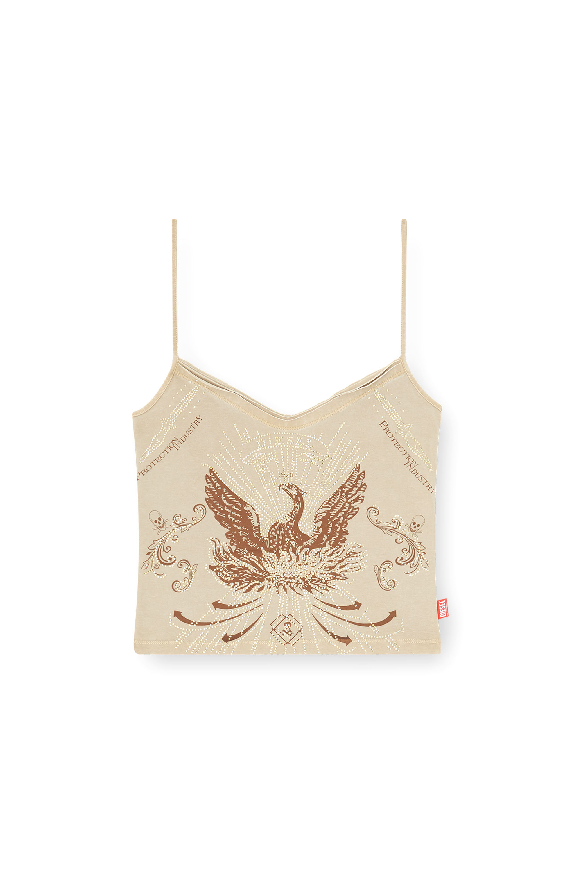 Diesel - T-ROPEW, Female's Phoenix camisole with rhinestones in Light Brown - 2