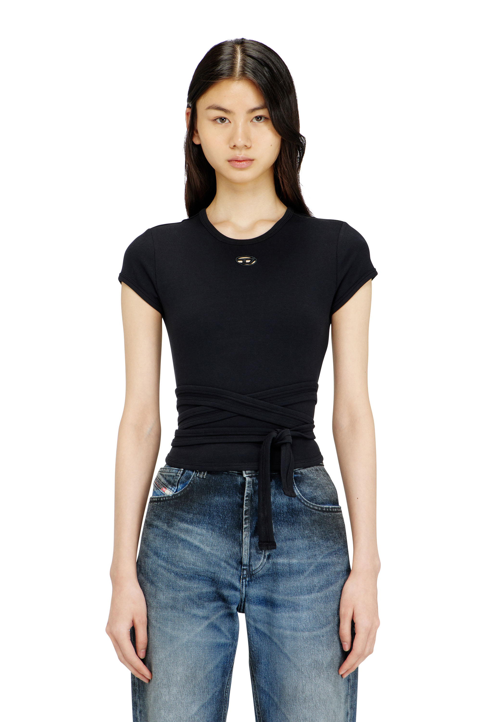 Diesel - T-BUNNY-TAIL-S1, Female's Ribbed top with wrap-around laces in null - 1