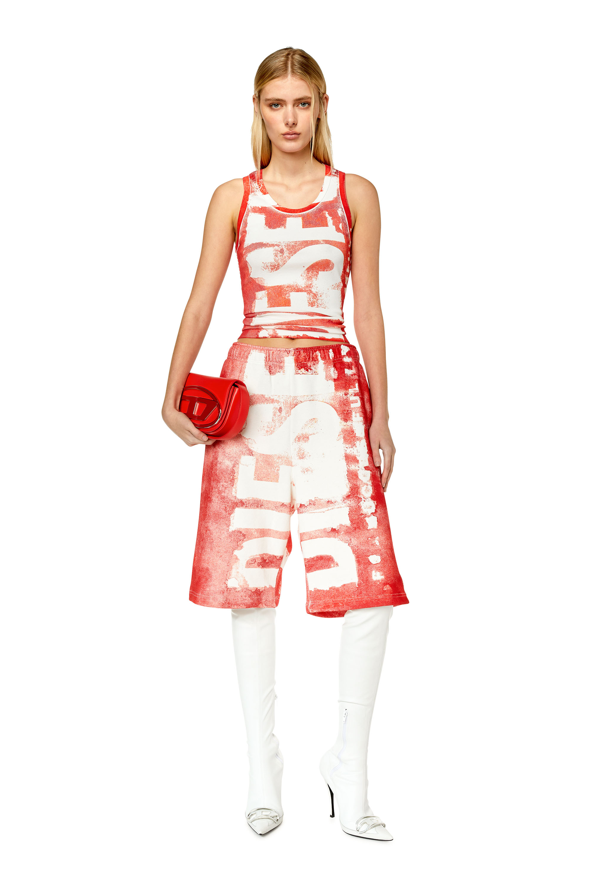 Diesel - T-ANKY-G1, Woman's Tank top with bleeding-effect logo in Red - 1