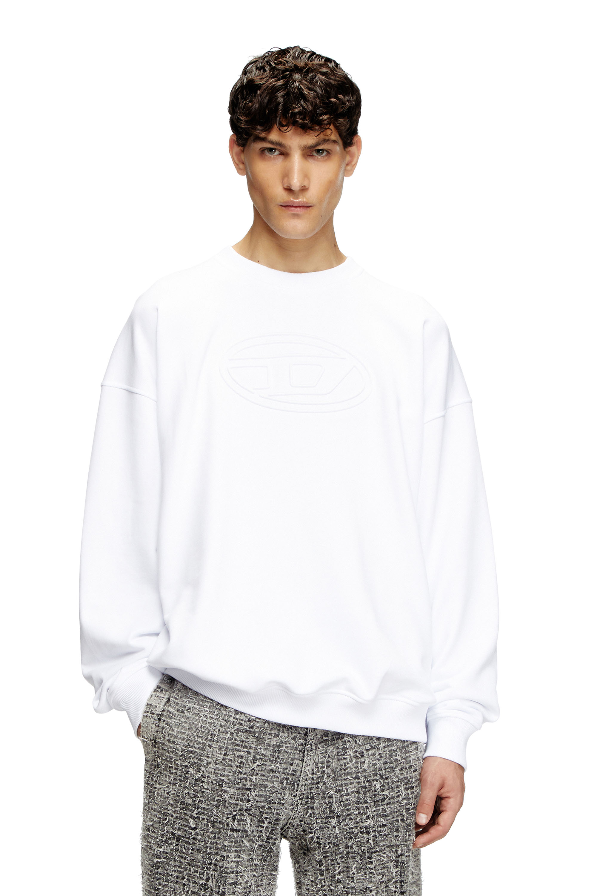 Diesel - S-MART-BIGOVAL, Male's Sweatshirt with embossed Oval D in White - 3