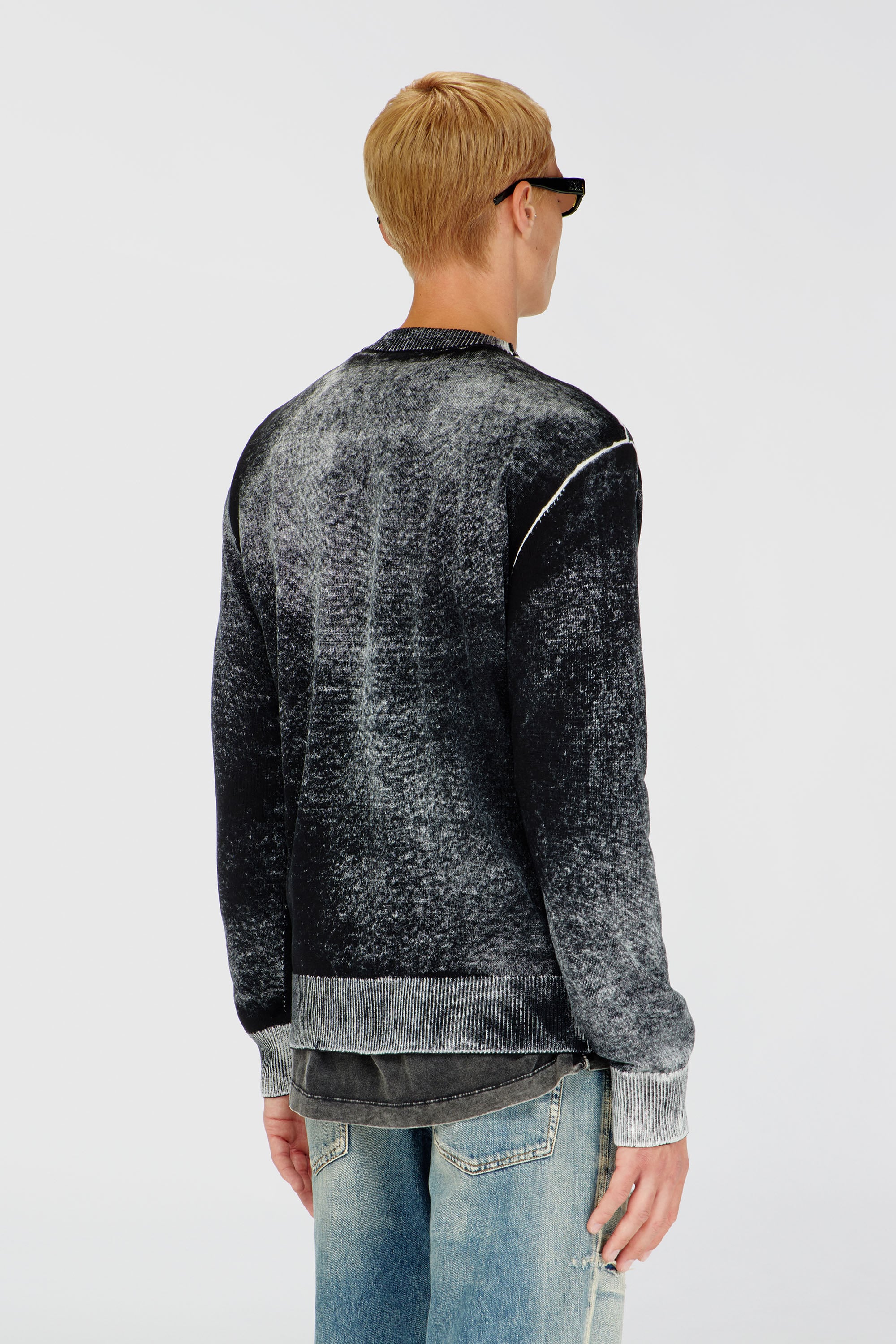 Diesel - K-LAURENT, Male's Jumper with faded reverse print in Black - 4