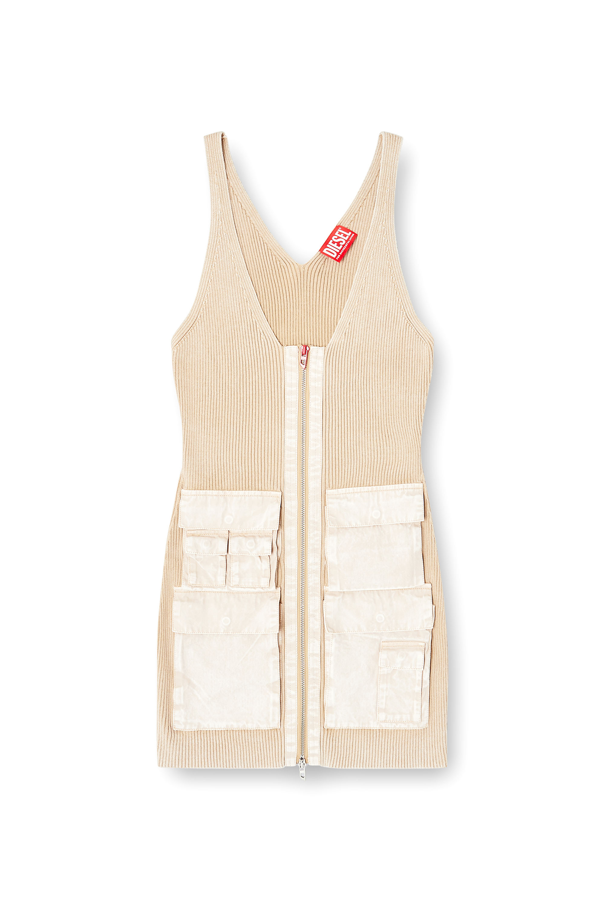 Diesel - M-GABRIELLE, Female's Rib-knit short dress with cargo pockets in null - 3