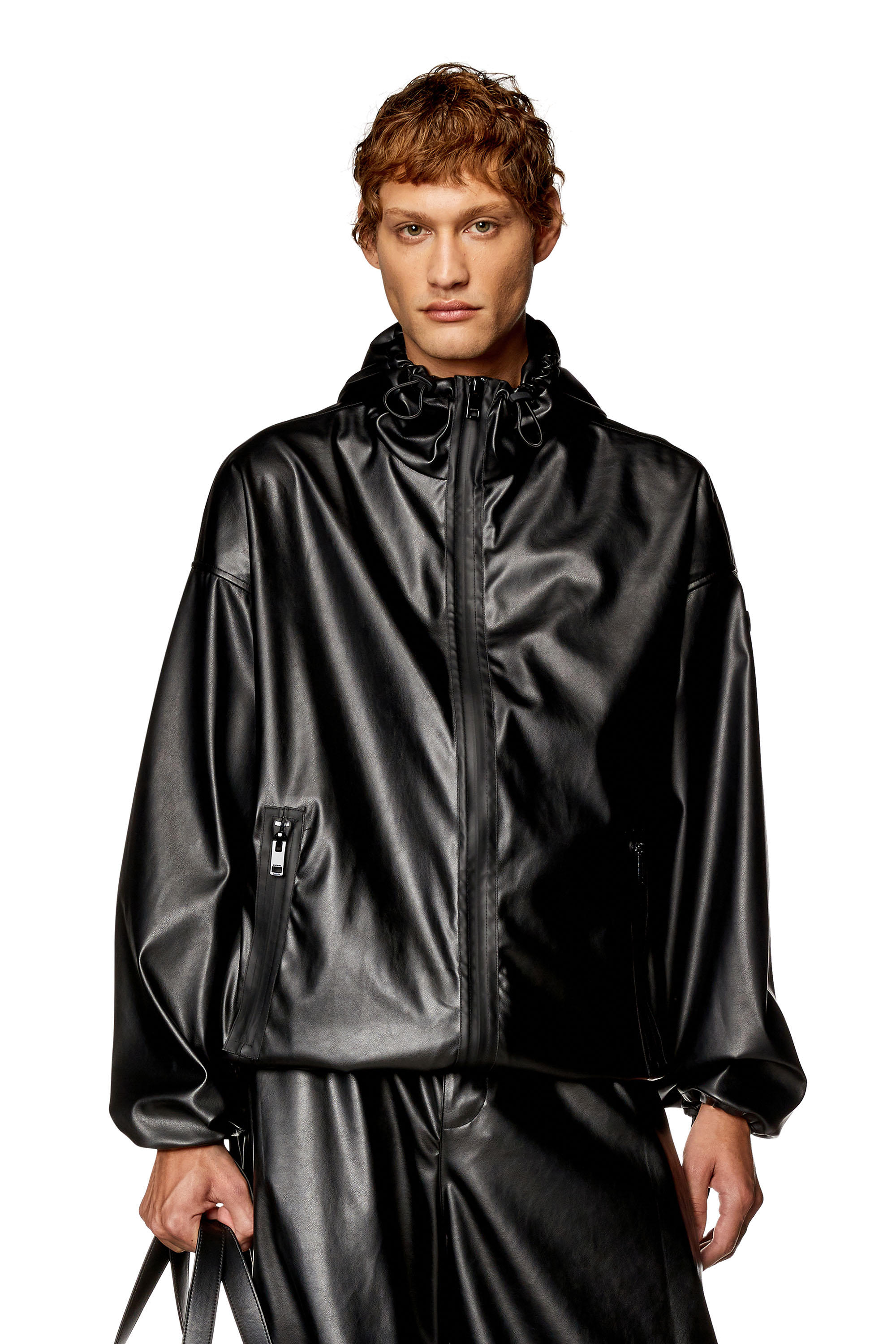 Men's Windbreaker in coated fabric | Black | Diesel