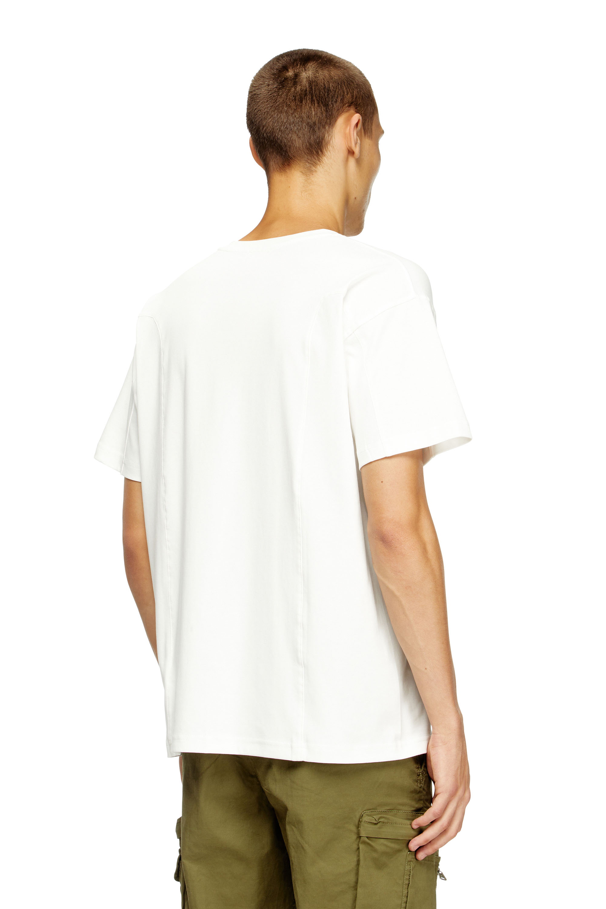 Diesel - T-NORM-INT, Male's Short-sleeve T-shirt with panels in White - 4