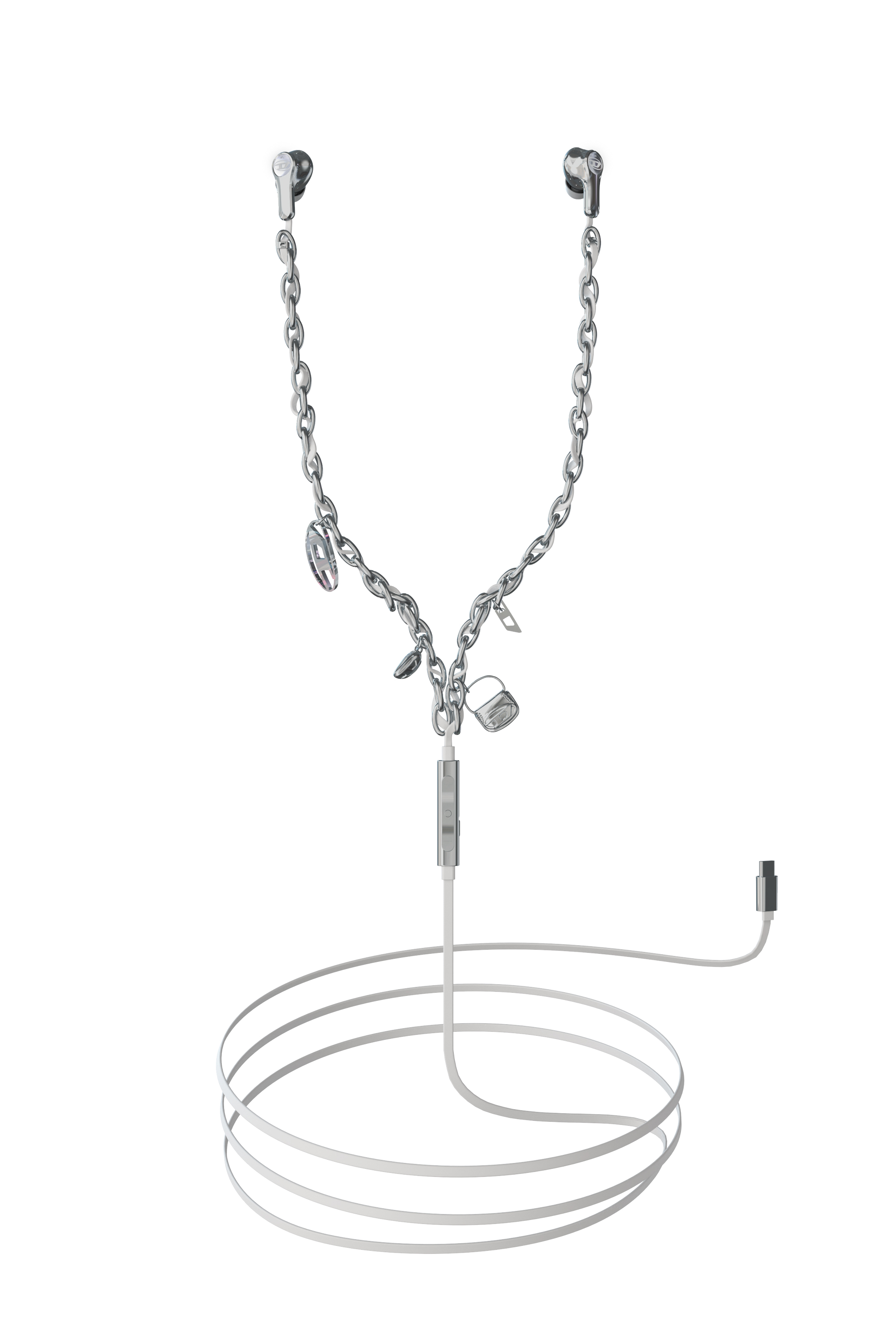 Diesel - 60458  WIRED EARBUDS WIRED EARBUDS, Auriculares con cable y charms Unisex in Plateado - 1