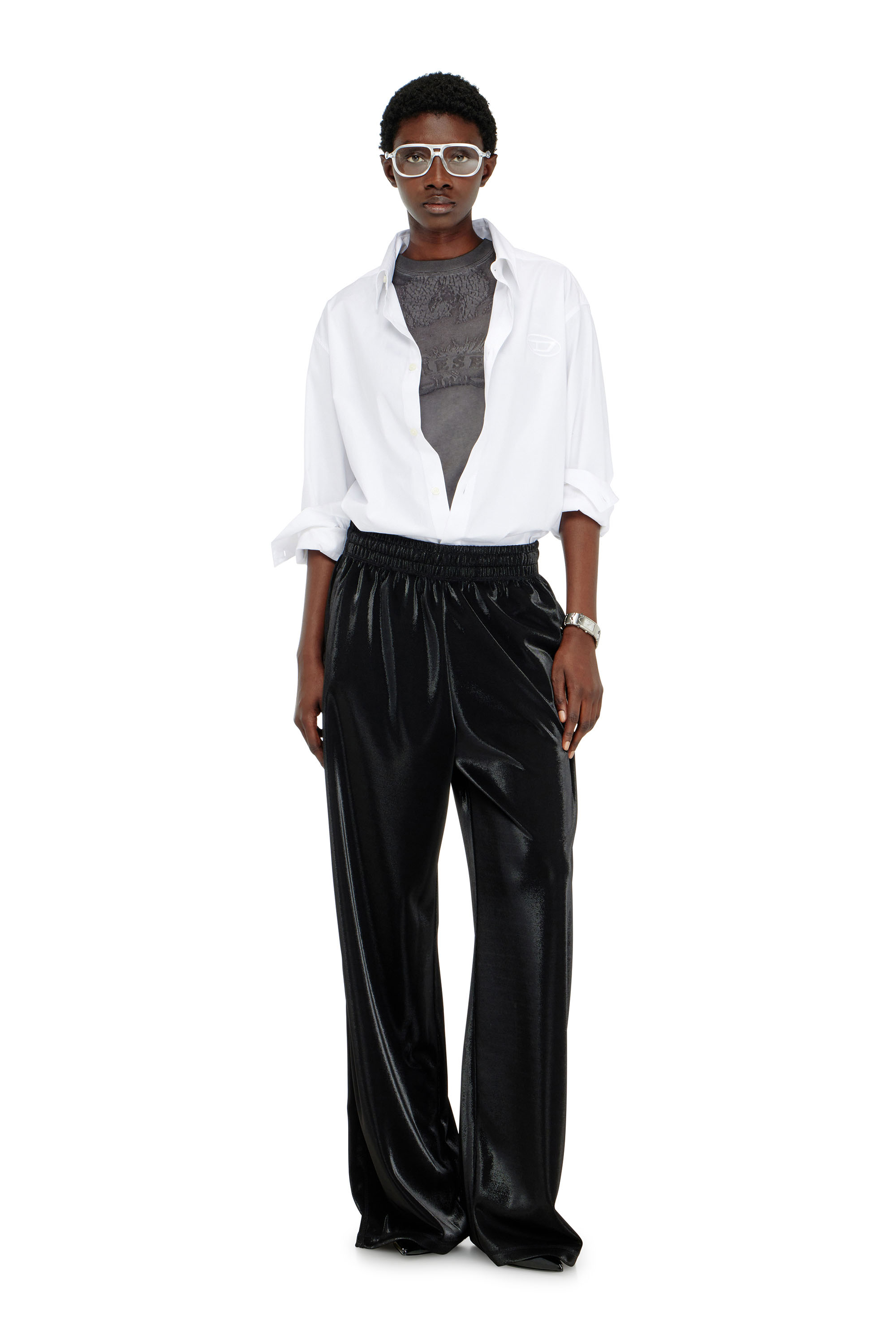Diesel - T-ILA-AA7, Female's Slim T-shirt with d&eacute;vor&eacute; Phoenix in Dark Grey - 2