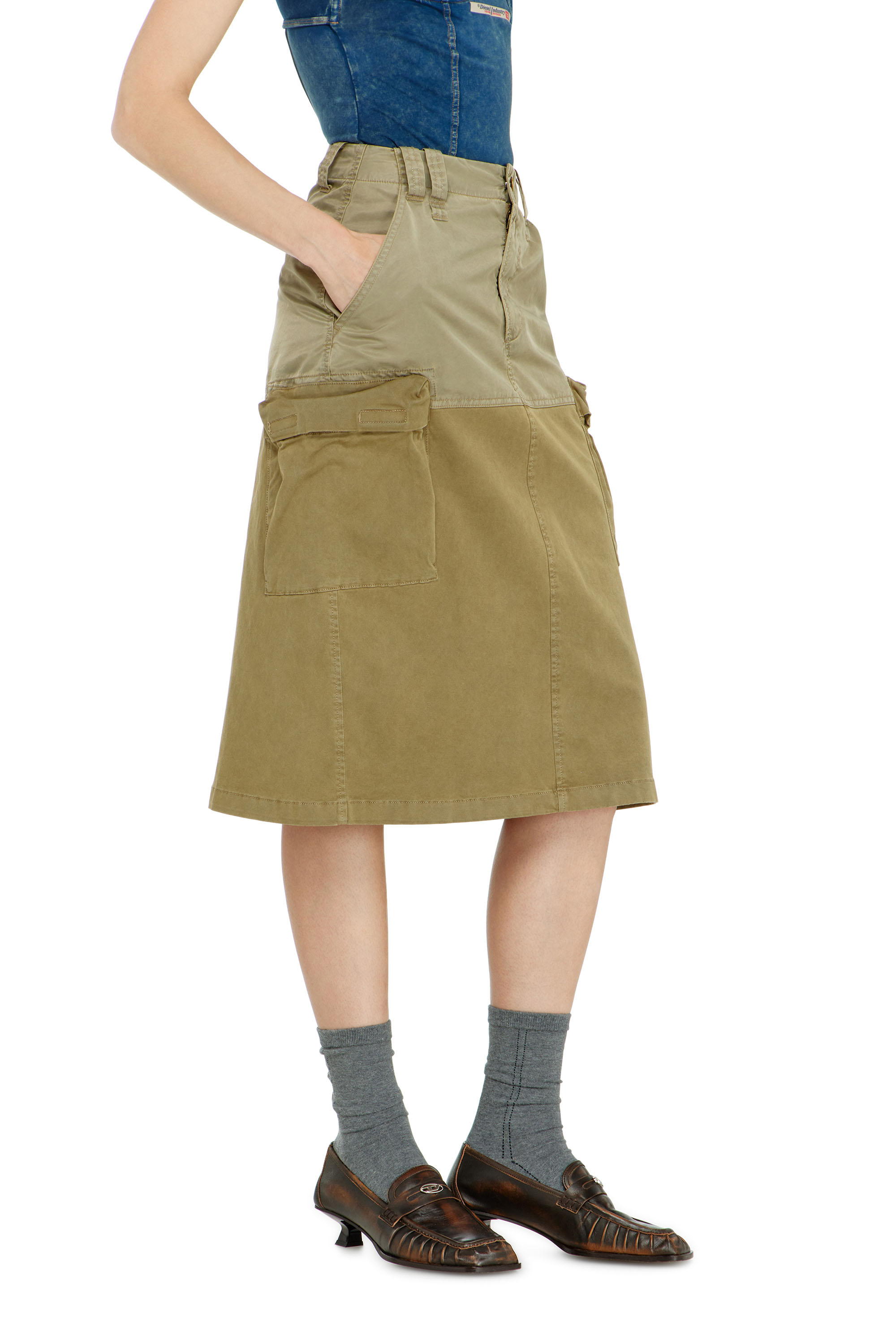 Diesel - O-DELE, Female's Cargo midi skirt in cotton and nylon in null - 3