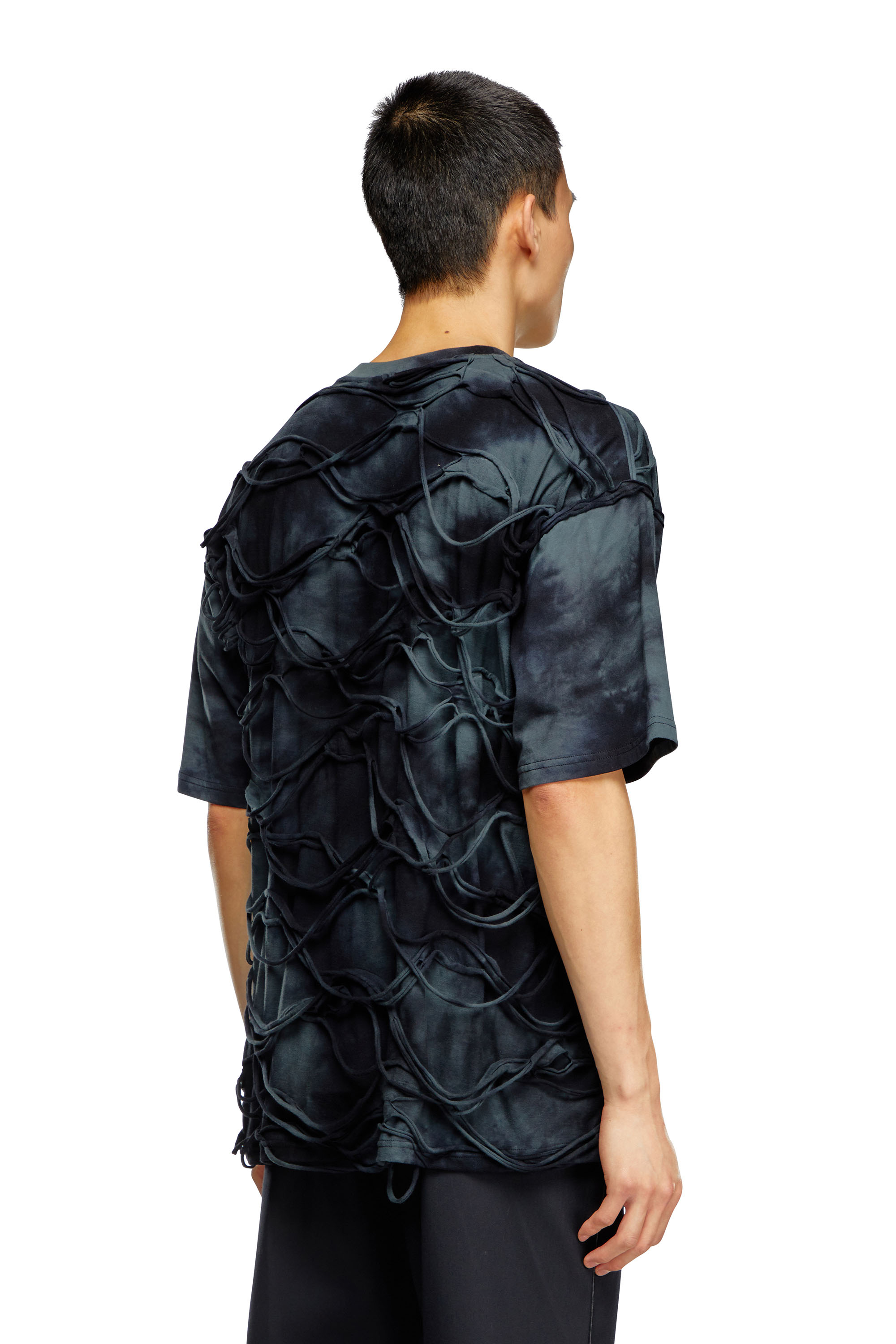 Diesel - T-BOXKET, Male's T-shirt with floating strands in Black - 4