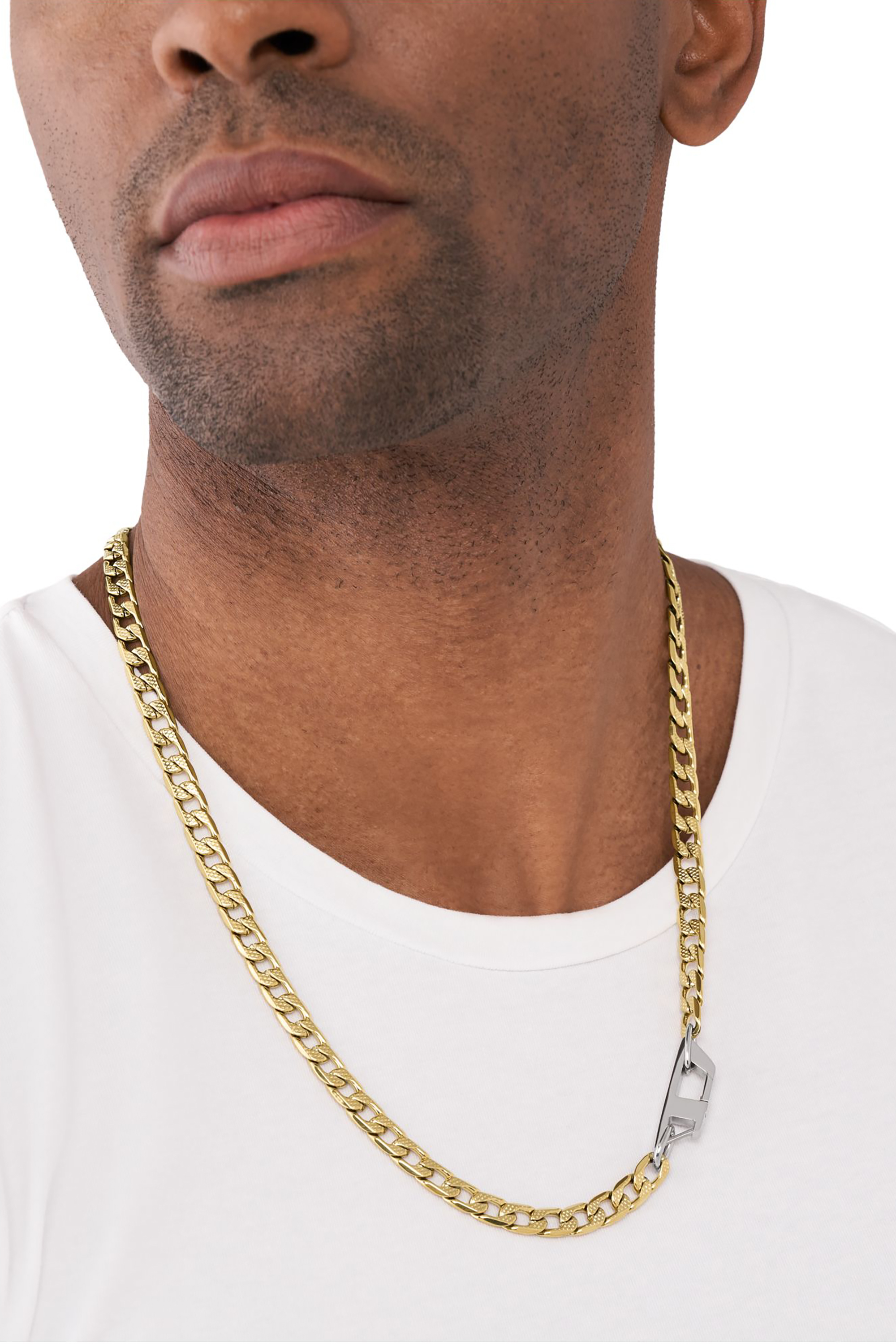 Diesel - DX1438, Unisex's D Logo Two-Tone Chain Necklace in Gold - 3