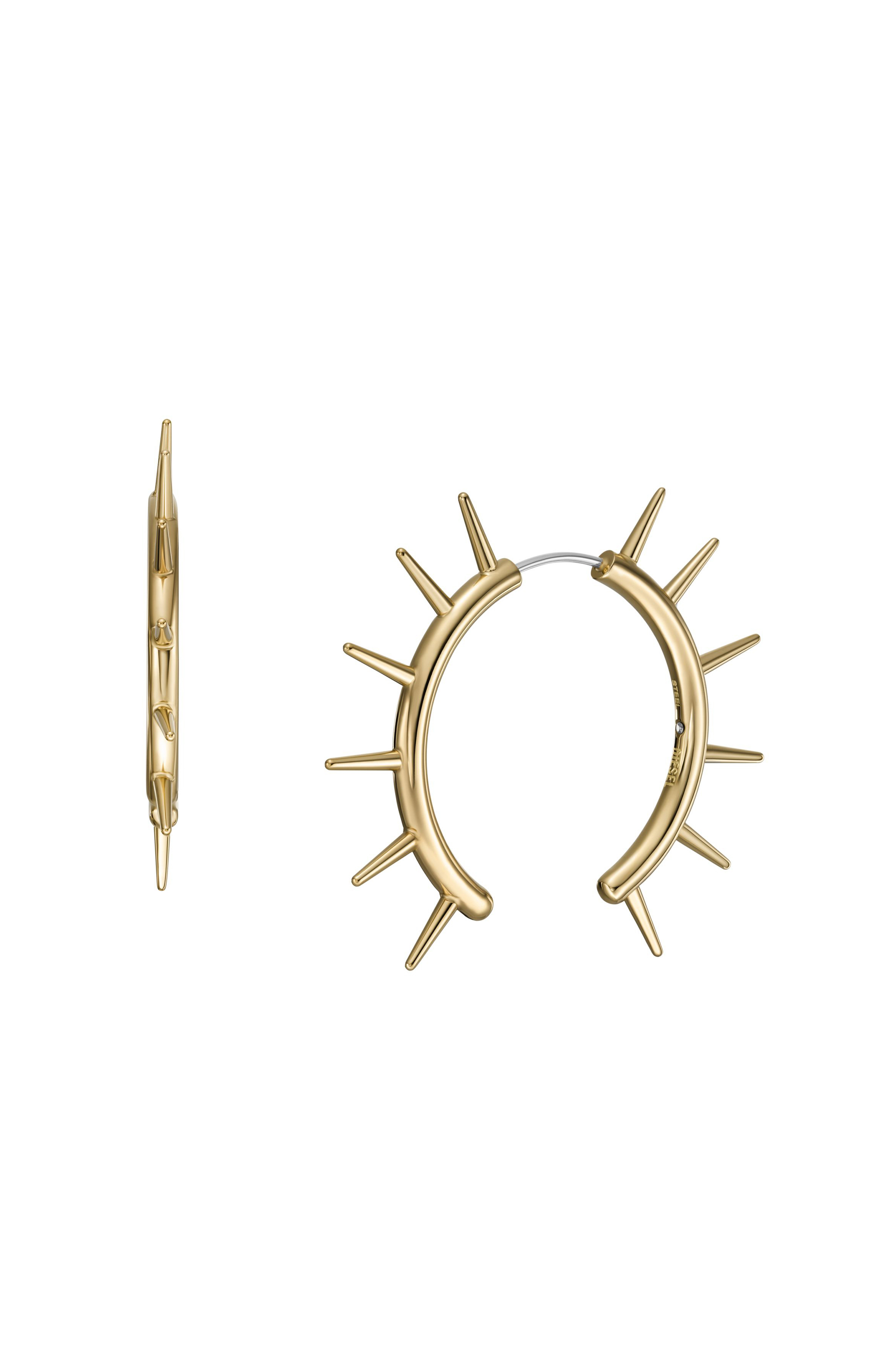 Diesel - DX1452710, Unisex's Gold-Tone Stainless Steel Front to Back Earring in Gold - 1
