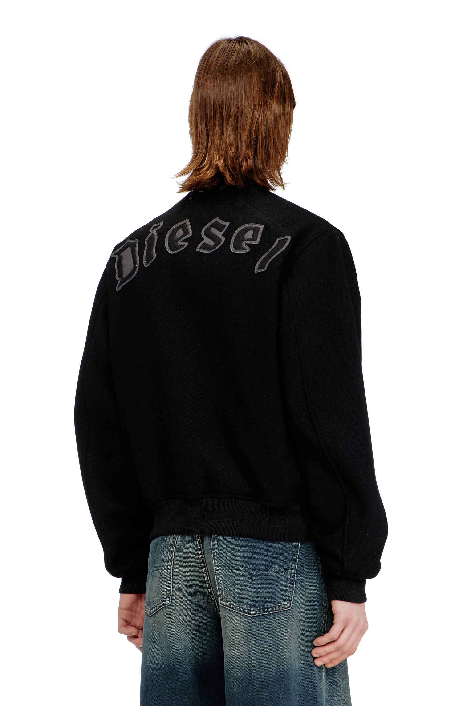 Diesel - J-ARRY-WRD, Chaqueta bomber de mezcla de lana afieltrada Hombre in Negro - 4