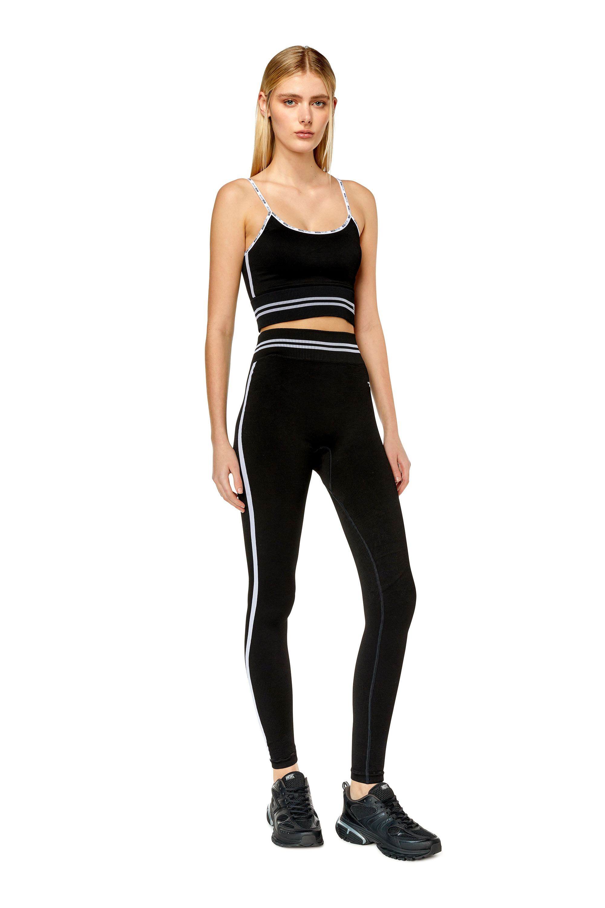 Diesel - AWSB-LOYCE-WT30, Woman's Ribbed sports leggings in Black - 1
