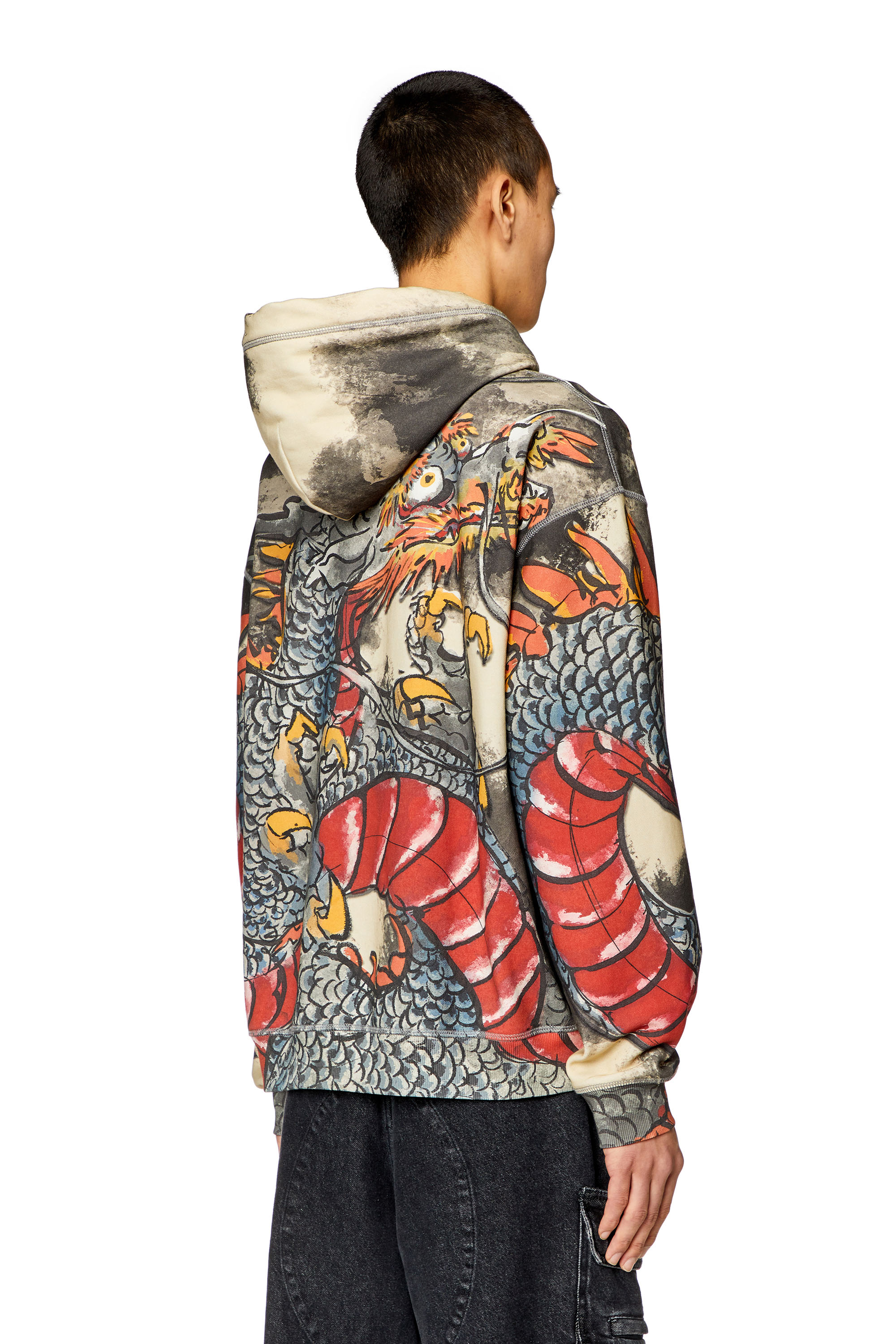Women's Hoodie with Dragon print | Multicolor | Diesel {{Country}}