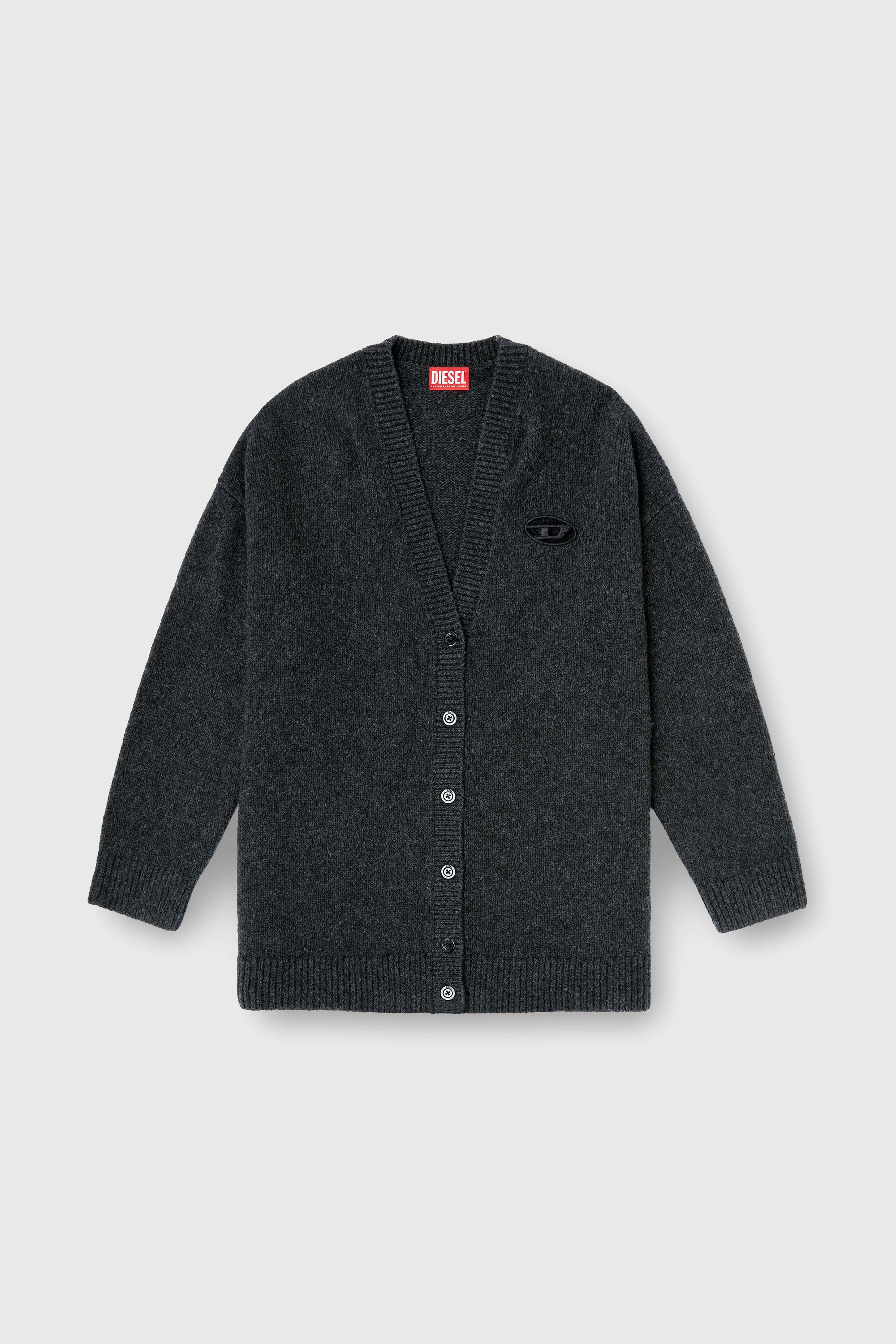 Diesel - M-AREELA, Woman's Cardigan in wool and alpaca blend in Black/Grey - 2