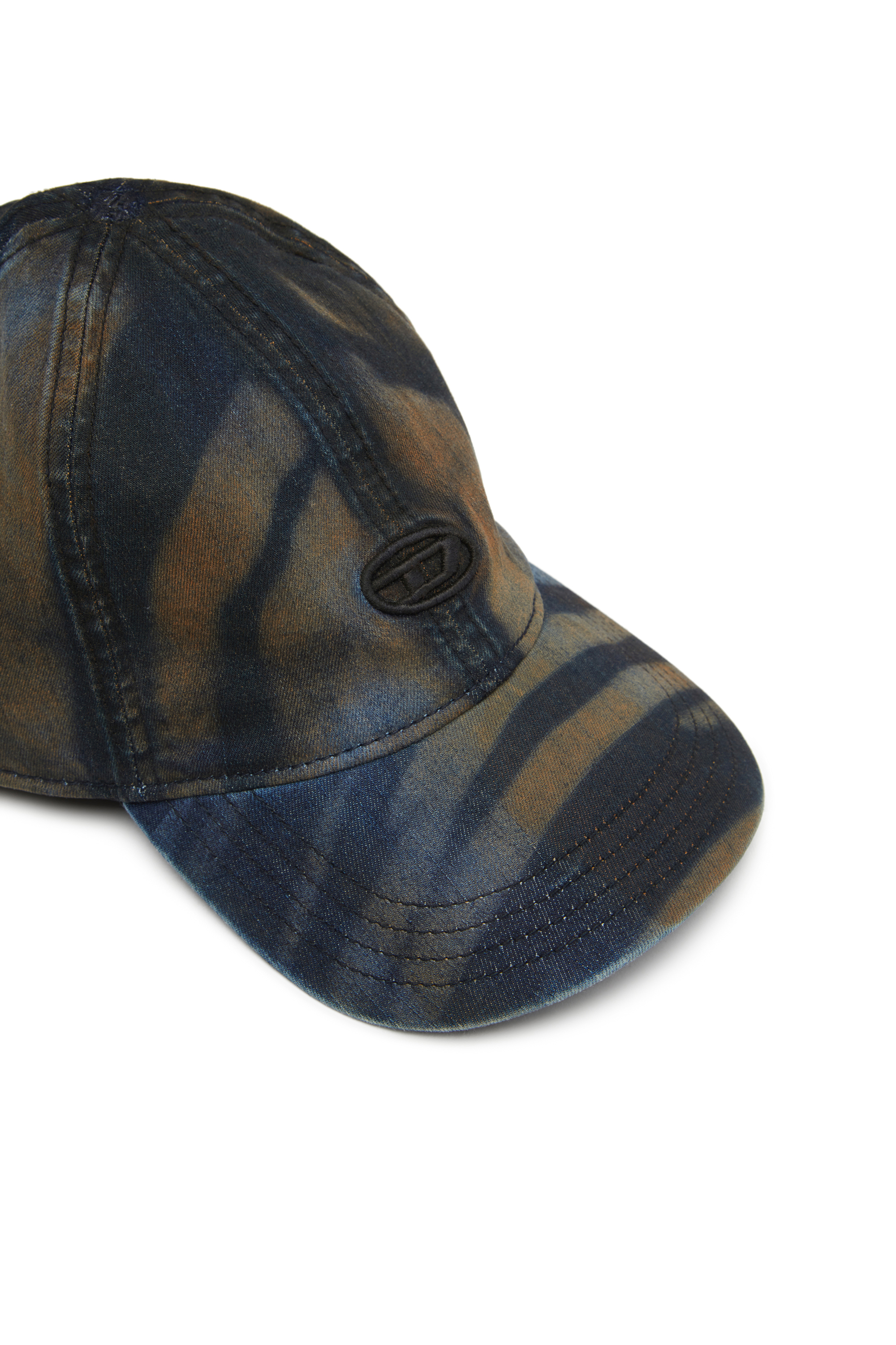 Diesel - C-HUPA, Male's Denim cap with camouflage effect in Blue/Brown - 3